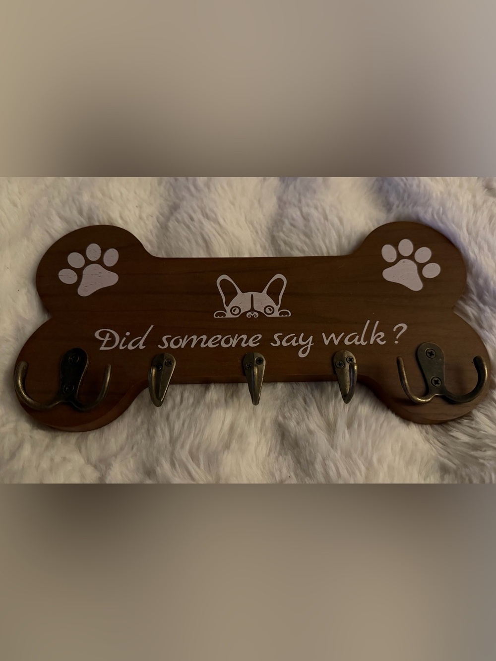 Dog Leash and Key Rack - Brown "Did someone say walk?"